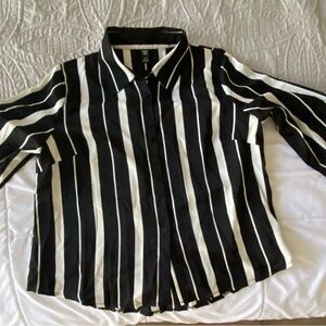 Black and white striped button down shirt